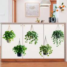 Green Plant Wall Stickers - Realistic Leaves Hanging Basket Plant Stickers -3D Potted Green Plant Shelf Wall Decals - Peel & Stick Decorative Wall Sticker For Living Room Kitchen Home Decor - Multicolor - View 10