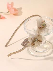 1 chiếc băng đô hoa giả màu sâm panh, băng đô cài tóc màu vàng óng ánh, thích hợp cho tiệc tùng, đám cưới, chụp ảnh sinh nhật cho bé gái và các dịp khác, phụ kiện tóc cho bé gái. - headband hoa - Xem 4