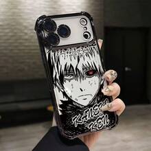 Luxurious Popular Anime  Ken Kaneki Phone Case For Apple  17 Air 16 15 14 13 12 11 Pro Max X XR XSMAX 8 7 Plus Electroplated Frame Four-Corner Shockproof Soft Case Back Creative Personality - Bạc - Xem 5