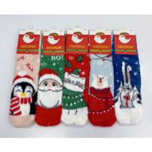 Christmas Stockings, Winter Warm Mid-Calf Socks - Mixed Colors 5pcs - View 3