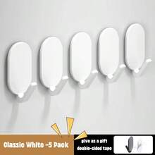 5 Elegant Black Heavy Duty Adhesive Hooks - No Drilling Required, Waterproof Wall Mounted For Bathroom And Toilet - Abs, Perfect For Towels, Robes, Bathroom Accessories, Bathroom Storage, Hooks, Adhesive Hooks, Kitchen, Hook Adhesive - Multicolor - View 4