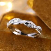 1pc Elegant Shiny Women's Engagement Ring, Silver-Plated With Sparkling Synthetic Cubic Zirconia, Suitable For Weddings, Engagements And Formal Events, Beautiful And Graceful Engagement/Wedding Ring, Symbolizing Valentine's Day Gift - Silver - View 1