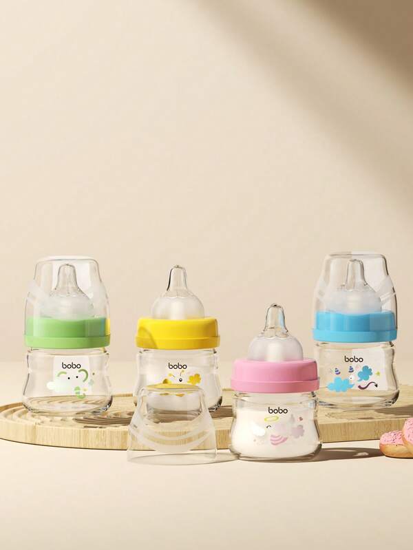 1pc Newborn Baby Wide Neck Glass Milk Bottle, 80ML/2.7OZ
