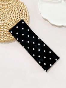 1pc/2pcs Women Elegant Sweet Black & White Polka Dot Print Elastic Fabric Polka Dot Sports Headband, Suitable For Daily, Fitness, Running, Yoga, Moisture-Wicking Headband, Bohemian Style Headband, Elegant Autumn/Winter Women Hair Accessory,Gifts,Travel,Gifts For Women,Hair Stuff,Stocking Stuffers  Casual    Polyester    None - White - View 3