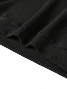 New Fall/Winter Collection: Loose-Fitting, Casual Round-Neck Sweatshirt With Cartoon And Text Print, Korean Style, For Women - Black B - View 5