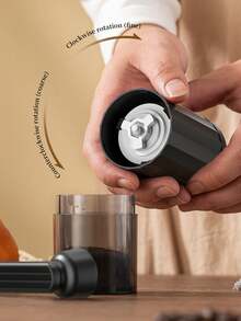 1pc Portable Manual Coffee Bean Grinder With Transparent View, Large Capacity Hopper, Home & Dorm Use Hand Crank Coffee Mill