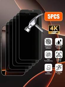 BOLLYMORE 5pcs Anti-Scratch Privacy Screen Protector, Compatible With IPhone 17/17Pro/17ProMax/17Air/17e/15/15Pro/15Plus/15ProMax/16/16Pro Max, Great Gift For Birthday, Family, And Friends. Made Of Tempered Glass, Anti-Peeping, Waterproof, Shockproof, Anti-Scratch, Anti-Fingerprint, Full Screen Coverage, Essential Daily Protection For Office, Home, And More. - 5PCS Privacy Glass - View 28