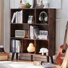 8 Cube Brown Bookshelf3 Tier Bookcase With Legs Rustic Mid-Century Modern Bookshelves Wooden Book Case Suitable For Living Rooms Study Rooms Offices And Libraries - Brown - View 8