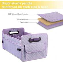 Car Trunk Organizers And Storage For SUV, Collapsible Multi Compartment Container Box Adjustable Car Accessories For Women Men, Light Purple,29410722 - 紫色 - 查看 2