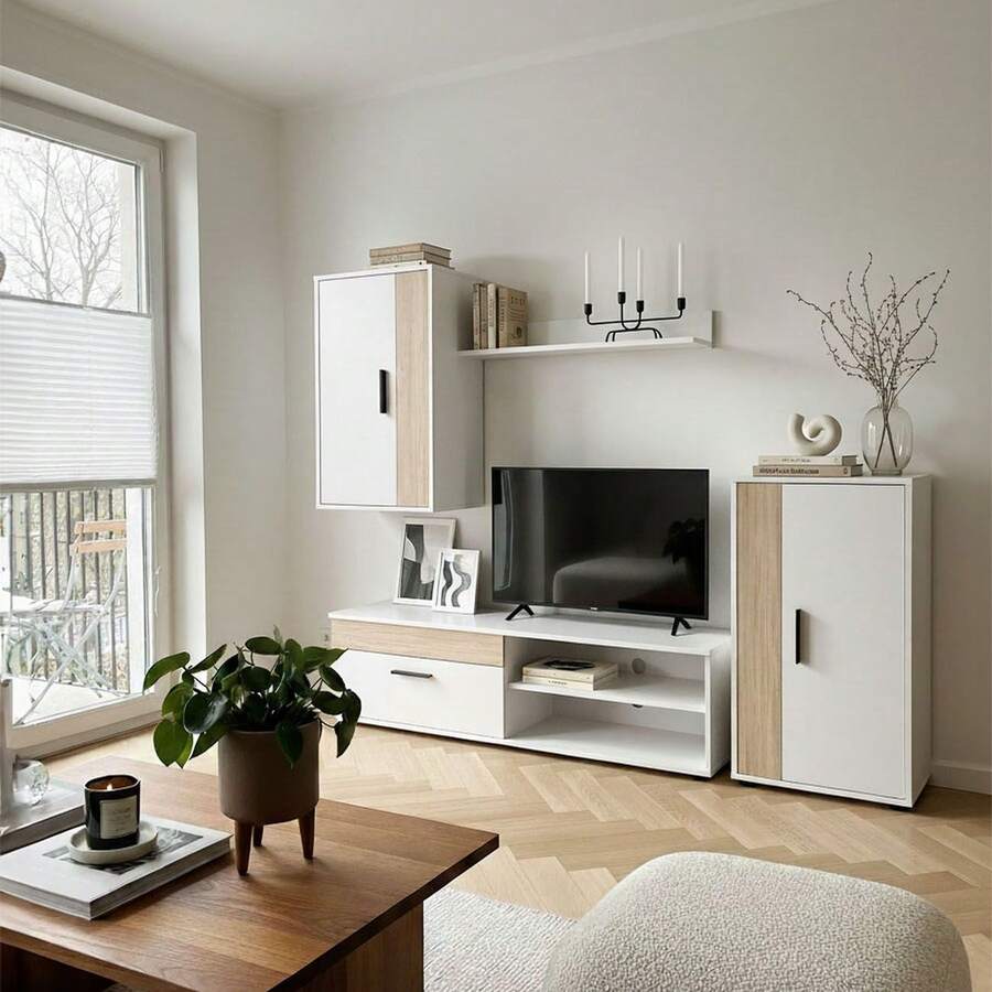 Duehome Phòng khách mô-đun Lunet có kích thước 190 cm - Artik White (Trắng mờ) - Gỗ sồi Canada - Xem 1