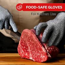 Guantes resistentes a cortes de grado 5, aptos para trabajos en cocina y al aire libre, así como para el procesamiento de carne. Lavables a máquina, permiten una gran destreza manual. Ideales para carniceros, recolectores de ostras y para uso en interiores y exteriores. - Gris plata - Ver 5