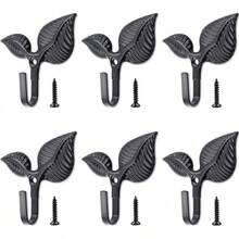 6 PCS Gancho Decorativo de Pared de Hoja de Hierro, Gancho Decorativo Vintage para Abrigos, Ganchos de Pared en Forma de Hoja de Estilo Retro para Sombreros y Bolsos (Bronce Verde) - Negro - Ver 13