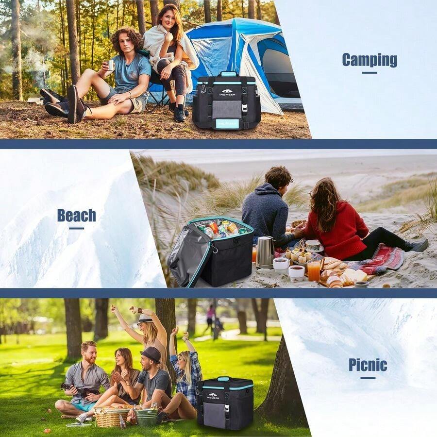 Cooler Bag 40L, Large Cooler Bags Insulated With Hard Lid, Soft Cooler Bag Leakproof/Collapsible/Portable Cooler B... - Blue - View 1