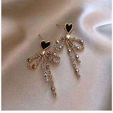 Heart-Shaped Bow Tassel Earrings For Women, Elegant Long Earrings, New Popular Style, High-End And Unique Earrings - 1 - 查看 2
