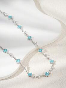 1 chiếc vòng cổ hình hoa và lá sang trọng, vòng cổ thời trang - Nhiều màu - Xem 6