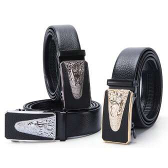 Nuevo cinturón de hombre, hebilla automática con cabeza de cocodrilo, versátil para uso casual y de negocios