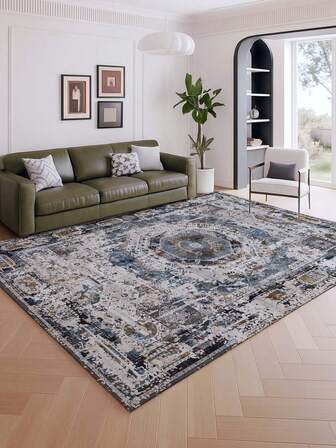 1pc European Style Indoor Decorative Large Carpet, Plush Velvet Material Indoor Rug, Living Room Carpet, Sofa Carpet, Bedroom Carpet, Anti-Slip Bedside Rug, Dining Room & Kitchen Carpet, Office Chair Pad, Entryway Doormat, Outdoor Picnic Mat, Outdoor Camping Blanket