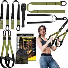 Resistance  Kiull- Workout With Suspension Trainer Straps, Door Anchor, Handlend Carrying Bag | Complete  Gym Equipment - 軍綠色 - 查看 1