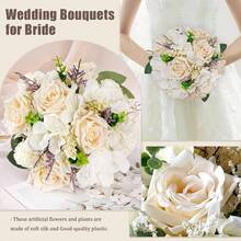 باقات زفاف بوهيمية للعروس والوصيفات، زهور الورد الاصطناعية البيضاء والشمبانيا لديكور الزفاف، باقات عروس ترتيبات زهور الزفاف لديكور المنزل وطاولات الوسط، زهور ورد اصطناعية للرمي في مراسم الزواج المدني واكسسوارات عيد الحب - بيج - مشاهدة 3