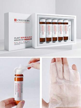 Set de 5 mascarillas faciales de suero a base de plantas con albúmina anti-arrugas y reafirmantes, 25ml/botella, ilumina la piel, hidratación profunda, afina los poros, reduce las líneas finas, nutre la piel, apto para todo tipo de pieles