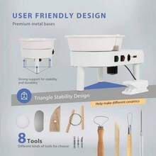 Torno eléctrico profesional para cerámica - Herramienta DIY para trabajar arcilla con velocidad ajustable y pedal antideslizante - Modelo 5 - Ver 2