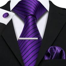 男士皇家紫色花卉领带丝绸佩斯利编织奢华领带套装手帕婚礼派对 - 彩色 - 查看 31