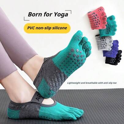 1Pair Backless Low-Ankle Ladies Yoga Socks With Elastic Band Breathable Five Finger Socks Five Toes Sports Socks Gym