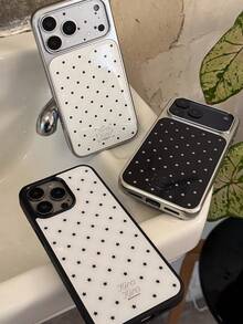 Vintage Y2K Polka Dot Star Soft Silvery Edge Epoxy Phone Case Compatible With IPhone 17 Promax 17 Pro 17 16 Pro Max 16 Pro 16 15 Pro Max 15 Pro Max 15 Pro 15 Pro Max 14 Pro 13 12 Pro Max 11 Stylish Glossy Shockproof Soft Back Gift Christmas Gifts - Black Background With Stars - View 9
