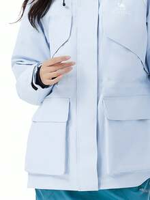 CAMEL CROWN Women's Outdoor Down Jacket Autumn/Winter Triple-Protection Down Coat Fitted Waist, Water-Resistant, Windproof Thickened Insulation Parka Down Jacket - Distant Mountain Blue - View 3