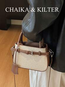1件 CHAIKA & KILTER 女士纯色PU皮革手提包，时尚托特包，双提手，可调节肩带，拉链封口，适合日常、约会、通勤（附赠吊坠） - 彩色 - 查看 7