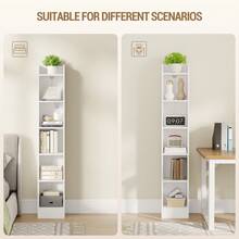 Hzuaneri Bücherregal, 6-stöckiges Standregale, Aufbewahrungsregal, Regal für Sammlerstücke, Verstellbare Paneele, für Wohnzimmer, Büro, 24 x 30 x 169,5 cm Weiß