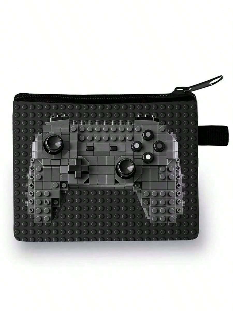 New Stylish Wallet, Cute Cartoon Dinosaur & Football Design, Suitable For Men, Women, Students, Children - Black Game Blocks - View 1