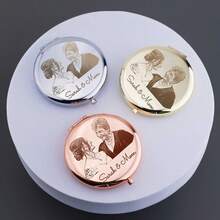 客製化迷你鏡子，母親節客製化禮物，客製化照片口袋鏡，雕刻禮物，雕刻鏡子 - 彩色 - 查看 2