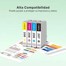WISETA Cartuchos de Tinta Compatible para 664 664XL Compatible con DeskJet Ink 1115 2135 3630 2675 3635 3775 3835 4535 4675 5075 (1 Negro 1 Color) - T206 T207 - Ver 6