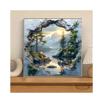 5D Diy Diamond Art Painting Kit Crafts, Fantasy Mountain Tree Charming Landscape Scenery,5D Round Diamond Painting Full Artificial Picture Rhinestone Mosaic Embroidery Kit, Cross Stitch Supplies For Beginners, Handmade DIY Diamond Painting Gemstone Art Home Wall Decor Gift