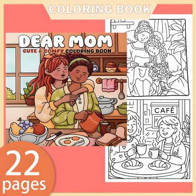 [Sách tô màu DEAR MOM MỚI] 1 cuốn sách tô màu gốc, 22 trang in một mặt, đường nét rõ ràng và họa tiết tinh tế, lý tưởng để thư giãn | Món quà hoàn hảo cho năm mới, ngày lễ tình nhân, Giáng sinh, sinh nhật, kỳ nghỉ học, hoàn hảo cho người lớn & thanh thiếu niên & trẻ em