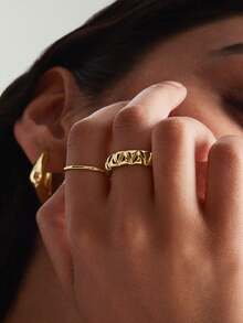 时尚18K镀金独特925纯银设计师金字塔极简圆顶戒指，精美珠宝戒指，女孩款 - Pyramid Dome Ring - 查看 5