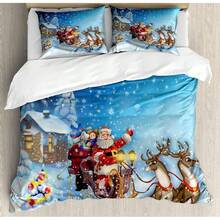Winter Duvet Cover Set, Merry Theme Delicate Snowflakes, Vintage Holiday Pattern, 3 Piece Bedding Set With 2 Pillow Shams, Size, Teal White - Navy Blue - View 1