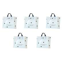 20 piezas Bolsas de tote de regalo de plástico grueso, bolsas de compras reutilizables con acabado mate, negro y blanco, adecuadas para recuerdos de fiesta, embalaje impermeable, patrón de lunares redondos, gran capacidad para ropa, compras de mujeres, cumpleaños, boda, San Valentín, despedida de soltera, ducha nupcial, Halloween, Navidad