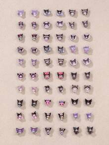 60pcs Sanrio Kumakuma Cat Earring Set, Fashion Casual Cute Earrings For Girls - Multicolor - View 11