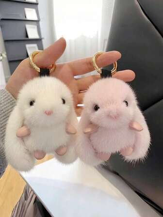 1 pieza Lindo y esponjoso llavero de conejo de orejas largas, llavero de conejo de peluche suave, llavero de pompón peludo, llavero de animal de peluche, lindo encanto de bolso de conejo de dibujos animados, pequeño accesorio, llavero de coche, cordón para llaves, llavero, accesorios de llavero, llavero, llavero de pareja, regalo para mujer, regalo para novio, regalo de Navidad, relleno de calcetín de Navidad, regalo de cumpleaños, regalo para amigos, regalo festivo, recuerdo de evento, favor de fiesta