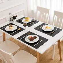 DOLOPL - Juego de 6 manteles Individuales, de Piel sintética Lavable en Color Negro, Resistente Calor para decoración de Halloween, decoración de Mesa de Cocina, Comedor, manteles Impermeables(Negro -) - Multicolor - Ver 6