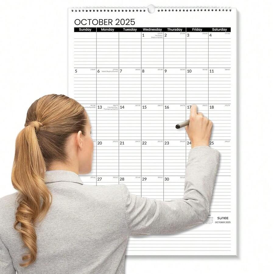 2026 Wall Calendar Large 22.75inchx15.5inch, 21 Month Calendar From October 2025 To June 2027, Vertical Extra Large Monthly Calendar 2026 For Wall, Black,Large,Black - black - 查看 1