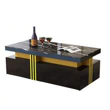White Wall-Mounted TV Unit Set, Living Room Wall-Mounted TV Unit Set, Coffee Table + TV Stand, Multifunctional Storage Set - Black - View 5