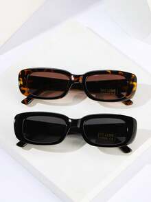 2pcs/Set Couple's Fashionable Sunglasses For Summer, Neon Sci-Fi Style, Non-Mainstream, Jelly Color, Ins Style, Y2k Style, Hip-Hop, Rock, Vintage, Small Square, Reinforced Metal Hinges Boho Sunglasses Sun Glasses Beach Accessories Sun Glasses Sunglasses Shades For Summer Beach Vacation,Outdoor,Travel - Multicolor - View 12
