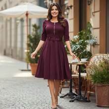 vestido moda evangelica - Marsala - Visão 5