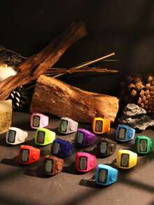 1pc/6pcs/8pcs Mini Cute Finger Ring Counter, Portable Hand Press Electronic Display Counter, Silent Manual Multi-Channel Counter, Durable - Multicolor - View 2