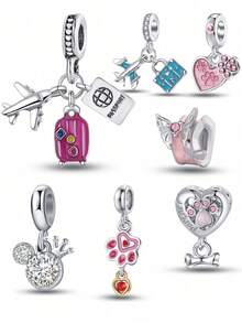 7 件行李飞机爱心小蝴蝶吊坠球适用于手链 DIY 女士情侣饰品 - 彩色 - 查看 10