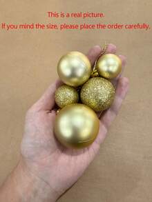 Zestaw 42 złotych bombek choinkowych, bombki choinkowe 3/4/5 cm, wiszące bombki choinkowe, złoty zestaw ozdób świątecznych, odpowiedni do dekoracji choinki, nietłukące się ozdoby świąteczne, odpowiednie na przyjęcia świąteczne, wystrój domu, wystrój pokoju, Boże Narodzenie, wesele, dekoracje choinkowe, złote dekoracje świąteczne, sztuczne złote ozdoby choinkowe, bombki choinkowe DIY - Złoto - Zobacz 6