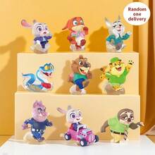 Miniso 迪士尼疯狂动物城奔跑！城市追逐系列盲盒人偶，朱迪/尼克及其他角色还原，动感造型，精致PVC材质，桌面玩具摆件及IP收藏人偶（1个随机发货） - 彩色 - 查看 1